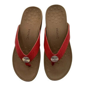 Vionic Pacific Pilar Woven Platform Thong Sandals Flip Flops Cherry Womens 10